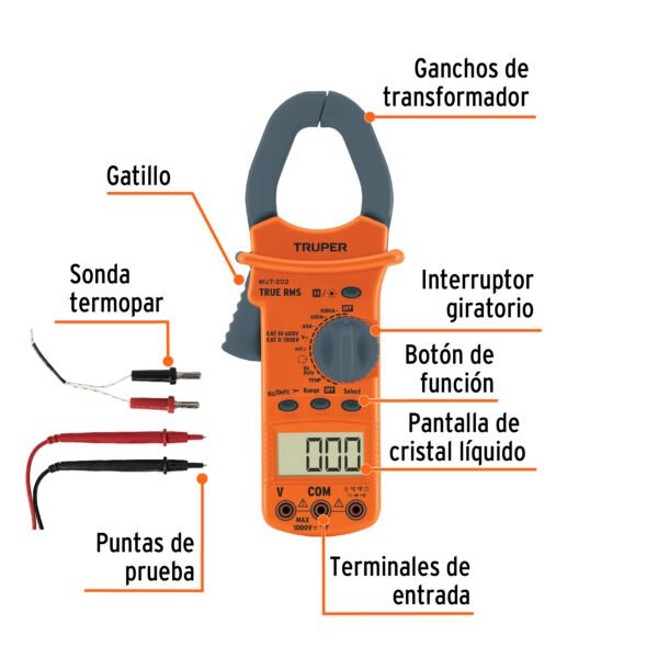 MUT-202+FC1 Multímetro para mantenimiento industrial con gancho