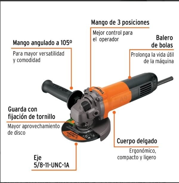 Esmeriladora Angular Truper ESMA-4-1/2A9 (800 W, 4-1/2”) – TRUPER PRO