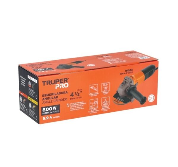 Esmeriladora Angular Truper ESMA-4-1/2A9 (800 W, 4-1/2”) – TRUPER PRO