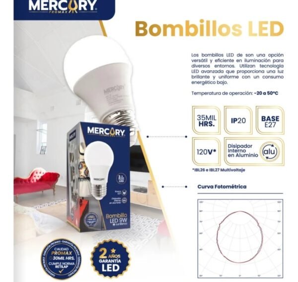 Bombillo led 15w ahorrador mercury
